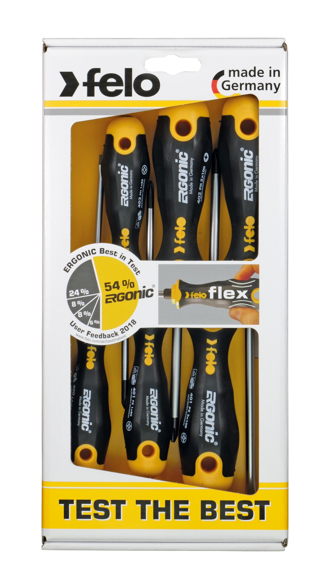 Felo Juego de destornilladores ERGONIC 6-pcs. SL/PZ/PH